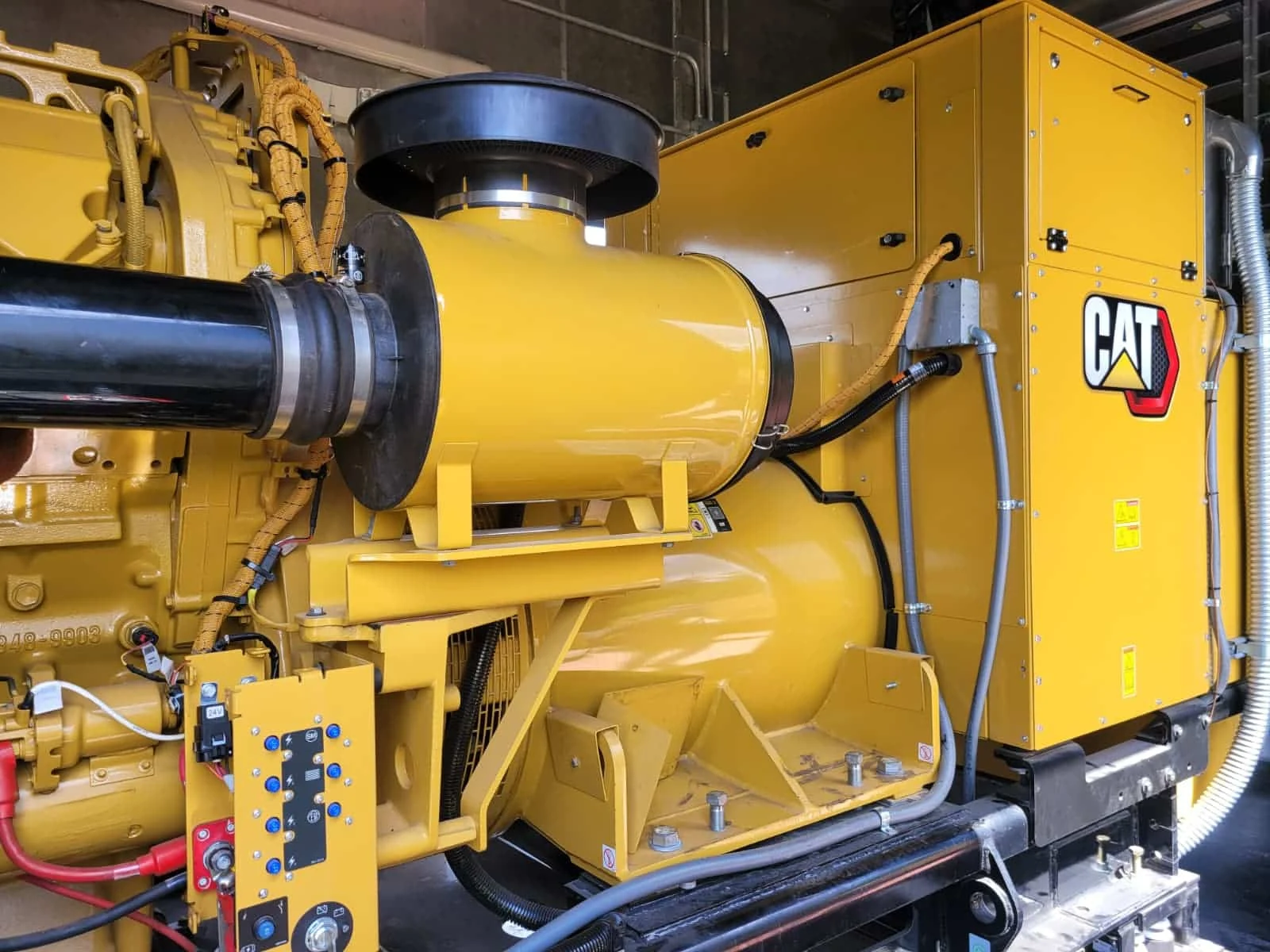 CAT C27 diesel engine inside the generator enclosure